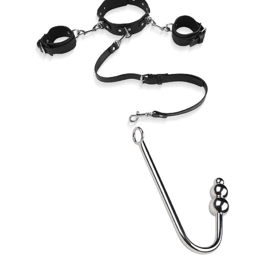 Anal 5334 and Hook with Cuffs Elegant Beaded Collar 1117